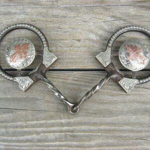 BE Boyd Eichhorn Engraved Copper Cross Twist Snaffle Bit